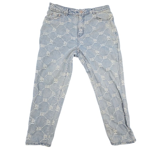 Homme + Femme Other - Homme Femme Monogram Denim Jeans Light Wash Blue HF Logo Streetwear Mens 36